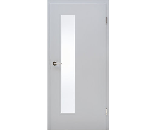 Zimmertür mit Zarge CPL Uni grau Lichtausschnitt schmal schloßseitig Rundkante