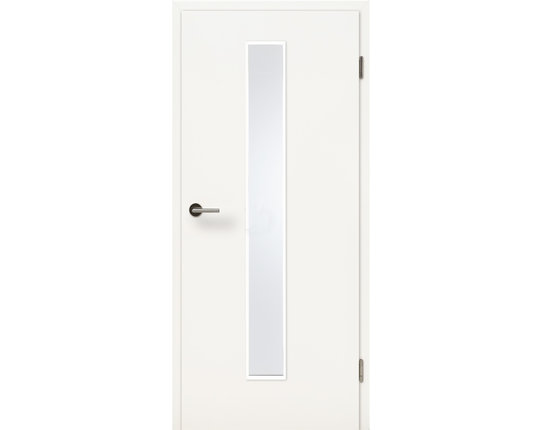 Zimmertür mit Zarge CPL Uni weiß Lichtausschnitt schmal mittig Rundkante
