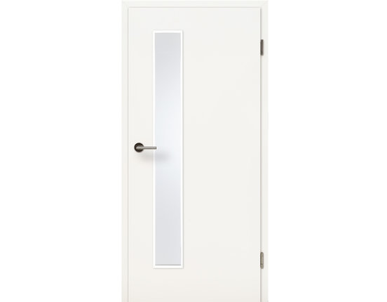 Zimmertür mit Zarge CPL Uni weiß Lichtausschnitt schmal schloßseitig Rundkante