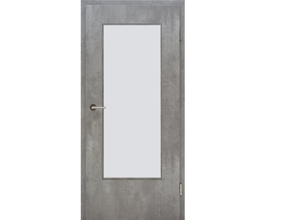 Zimmertür mit Zarge CPL Concrete DIN Lichtausschnitt Eckkante