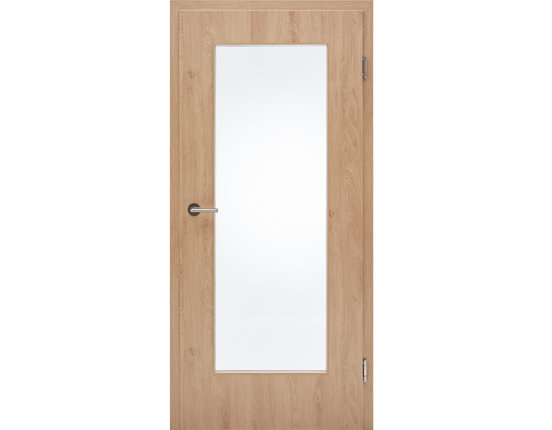 Zimmertür mit Zarge CPL Eiche crema rustikal LA 16/20 Lichtausschnitt Rundkante