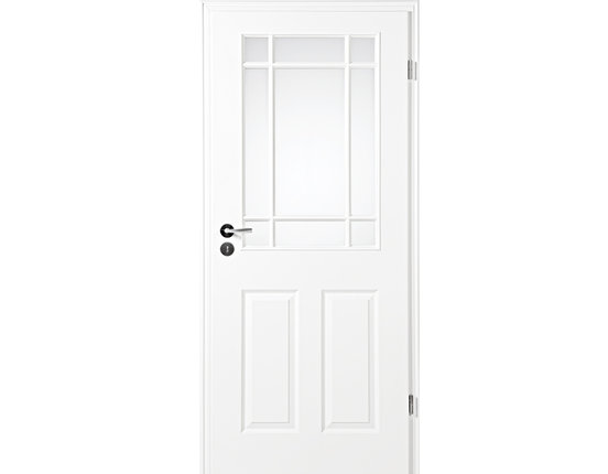 Zimmertür mit Zarge Narva 4F LA-9FG weißlack Lichtausschnitt Eckkante