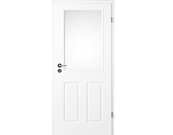 Zimmertür mit Zarge Narva 4F LA-1G weißlack Lichtausschnitt Rundkante
