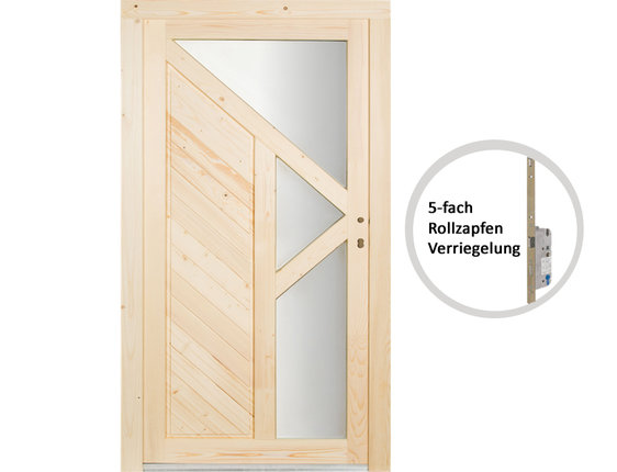 Nebeneingangstür nach Maß Mehrzwecktür Holz Fichte roh Mod. Betzigerode / SIZE