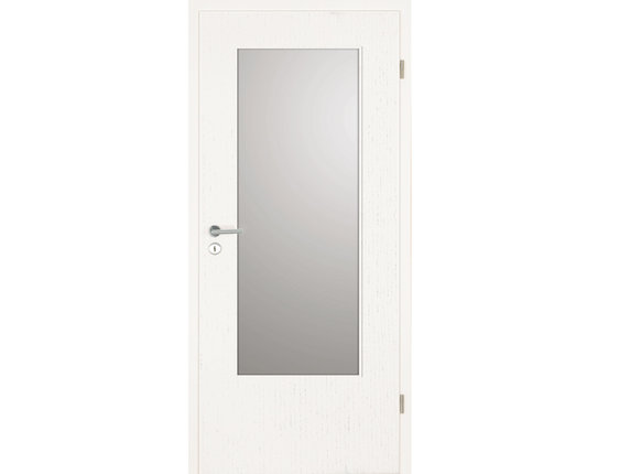 LEBO Zimmertür mit Zarge CPL Esche weiß Brillant DIN Lichtausschnitt Rundkante