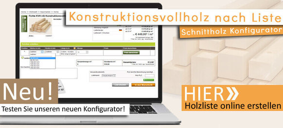 Konstruktionsvollholz (KVH) nach Liste